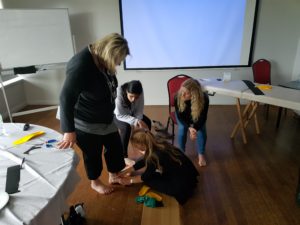 Teaching attendees how to prescribe shoe insoles.